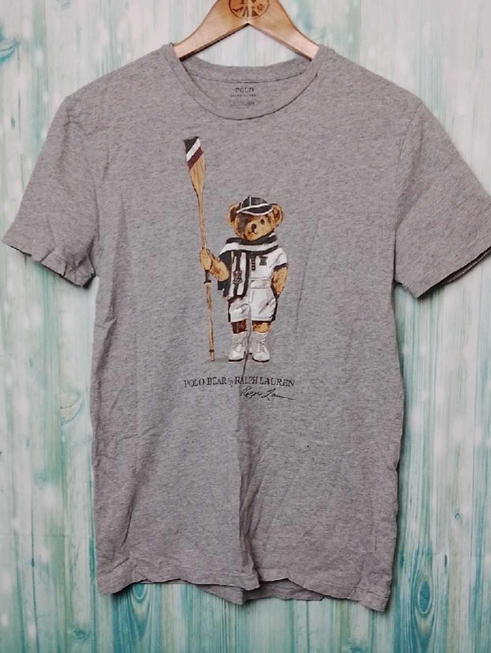 Ralph Lauren Gray Polo Bear Graphic Tee Short Sleeve Heather Gray Women's Small